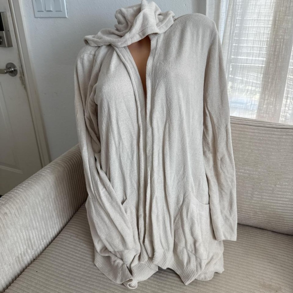 Barefoot Dreams CozyChic Ultra Lite Hooded Seashore Cardigan Cream